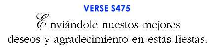 Envi�ndole nuestros mejores deseos y agradecimiento en estas fiestas. (S475)