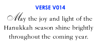 May the joy and light of the Hanukkah season shine brightly throughout the coming year. (V014)