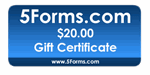 $20.00 Business Forms Gift Certificate