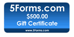 $500.00 Business Forms Gift Certificate